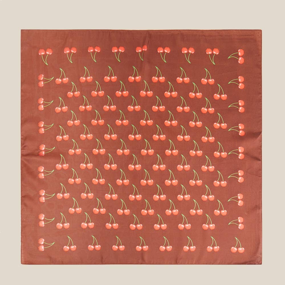 Multi Cherry Fruit Print Bandana Scarf for wholesale on Faire0