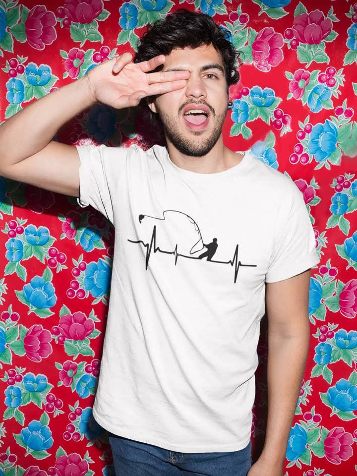 Camiseta masculina ULTRABASIC Fisherman com estampa gráfica branca por atacado de ULTRABASIC