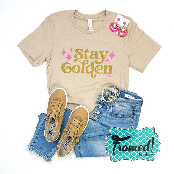 'Stay Golden' Graphic Tee for wholesale by Framed By Sarah