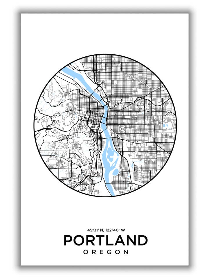 Mapa de Portland para venta al por mayor de Stanley Print House