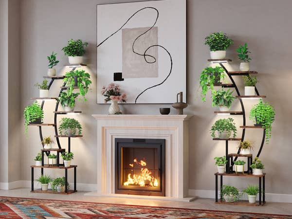 39F Inc. - Vente Supports de plantes - Support de plantes en métal à 8 niveaux avec lampe de culture pour intérieur13