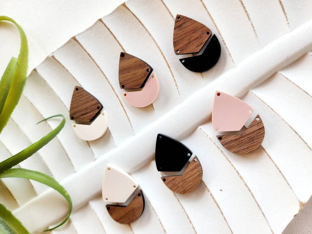 Twig & Rue boutique - Wholesale Dangle Earrings - Emery|  Acrylic and wood earring0