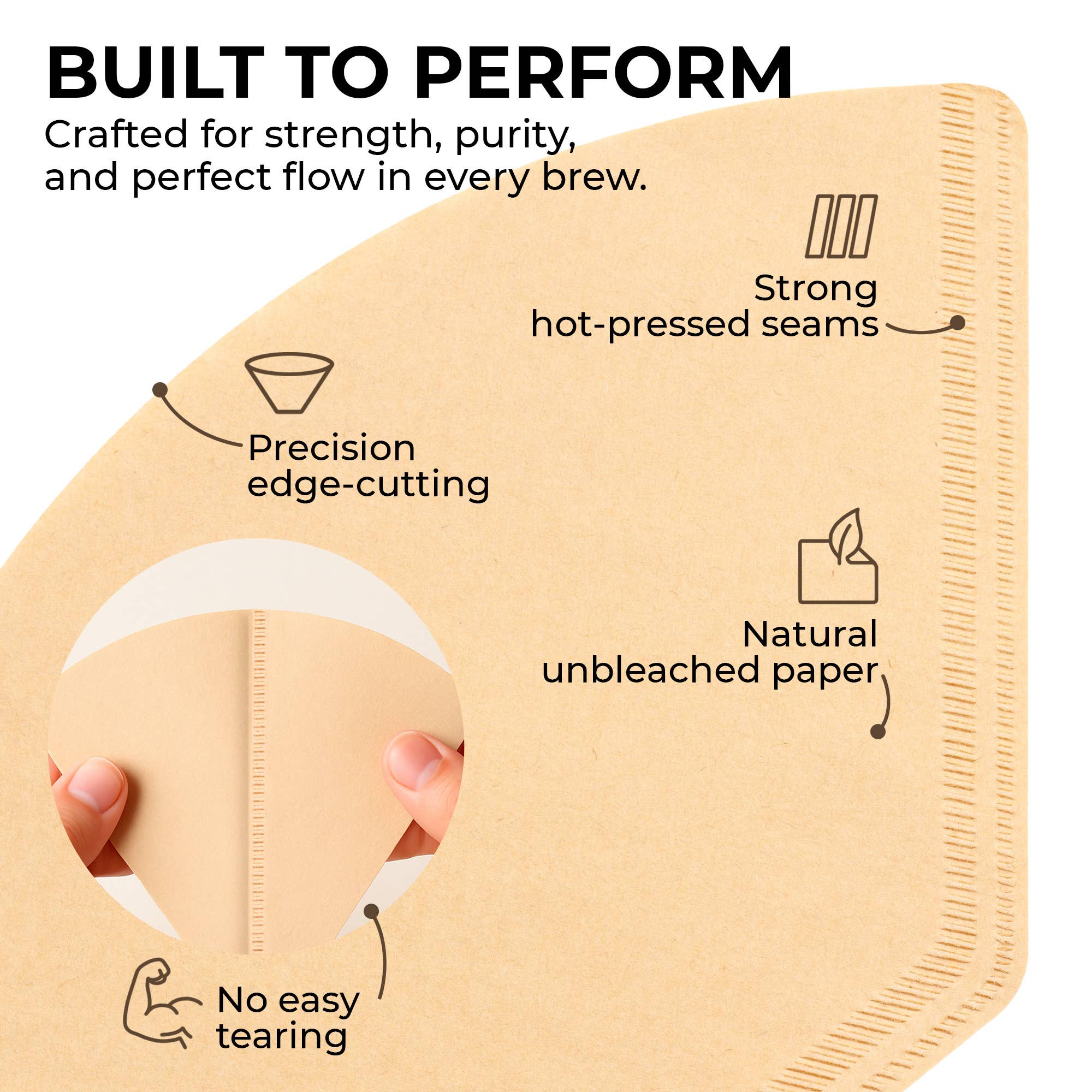 Kaffe – wholesale Coffee filter – Organic Cone Coffee Filters #4 (100 Pack) - Natural Brown3