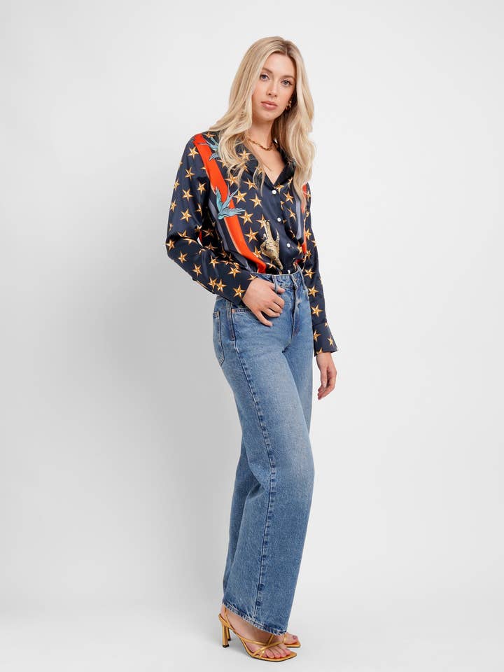 Jessica Russell Flint – wholesale Buttoned-down shirt – Women's – Blazer Shirt / "Sailor's Dreams"3