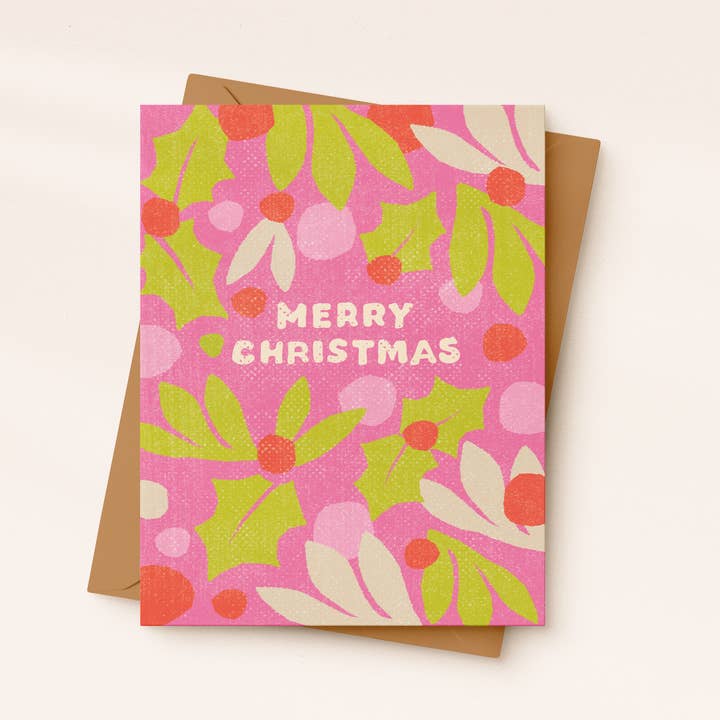 Rosa julkort | Pinkmas | Högtidskort | Mistel för wholesale av Daydream Prints