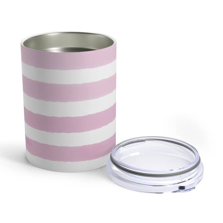 Baby Pink Watercolor Stripe Tumbler 10oz for wholesale by Kate by Rolfes Custom Design