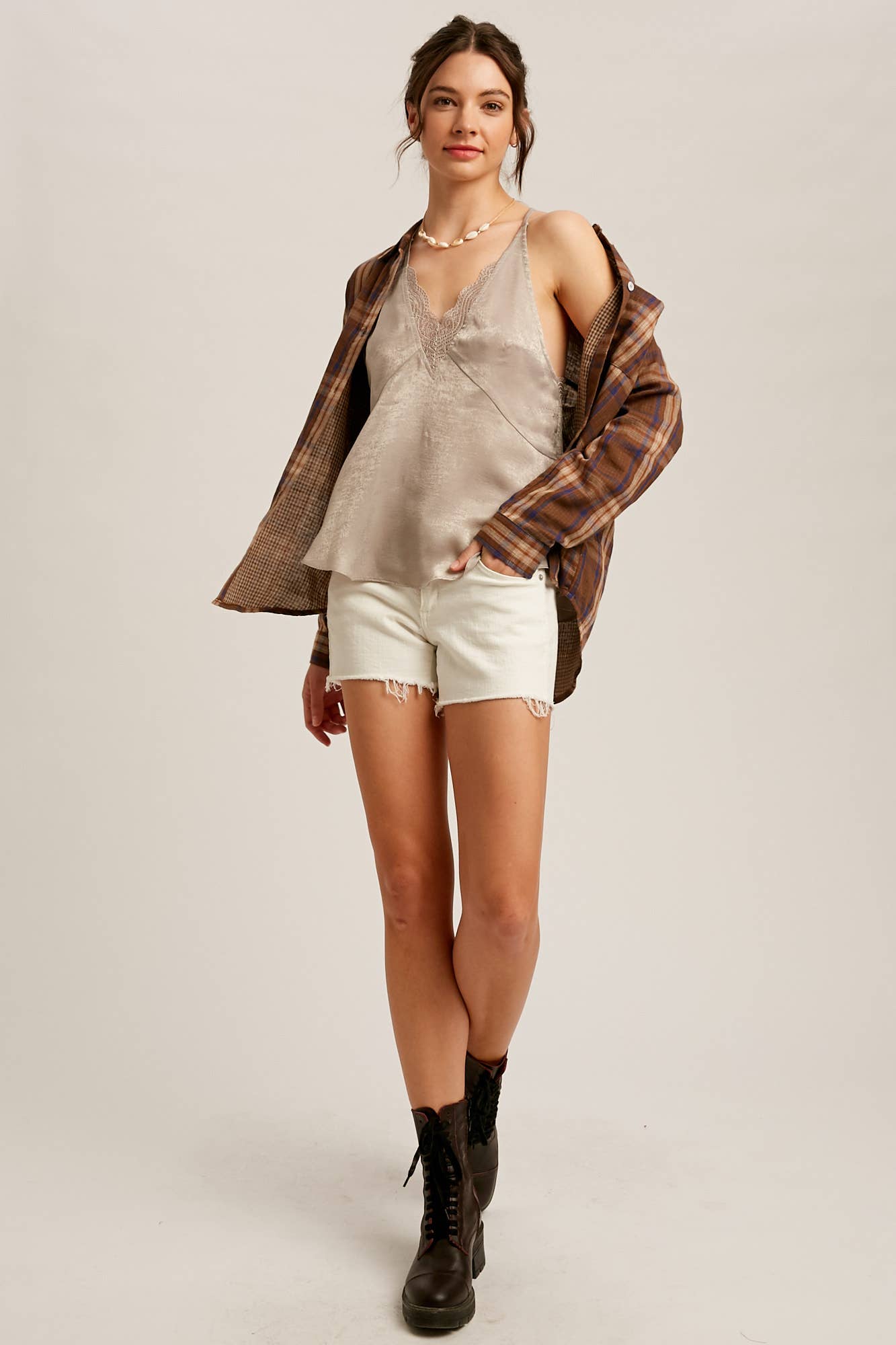 zilveren Satijnen Camisole met Kant LCM0026 voor groothandel op Faire11