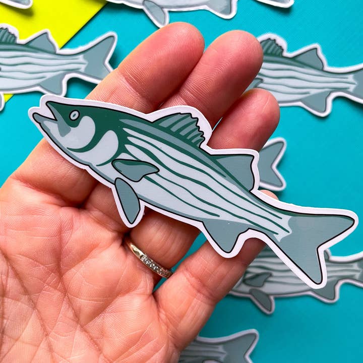 Striper Sticker Striped Bass Vinyl Sticker for wholesale by Stone Donut Design, LLC