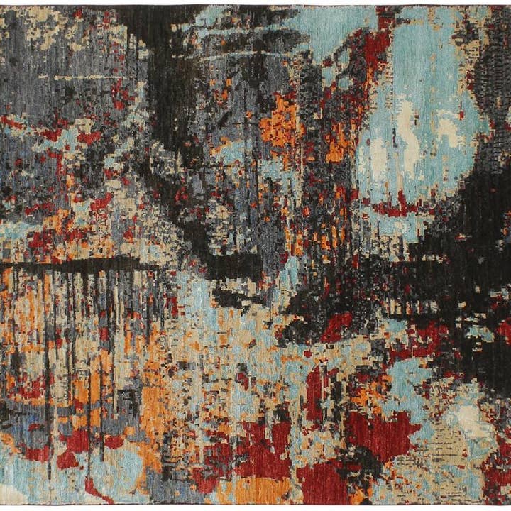 Bohemian Thompson Black/Red Wool&Silk Rug - 4'0'' x 5'10'' for wholesale by Arshs Fine Rugs