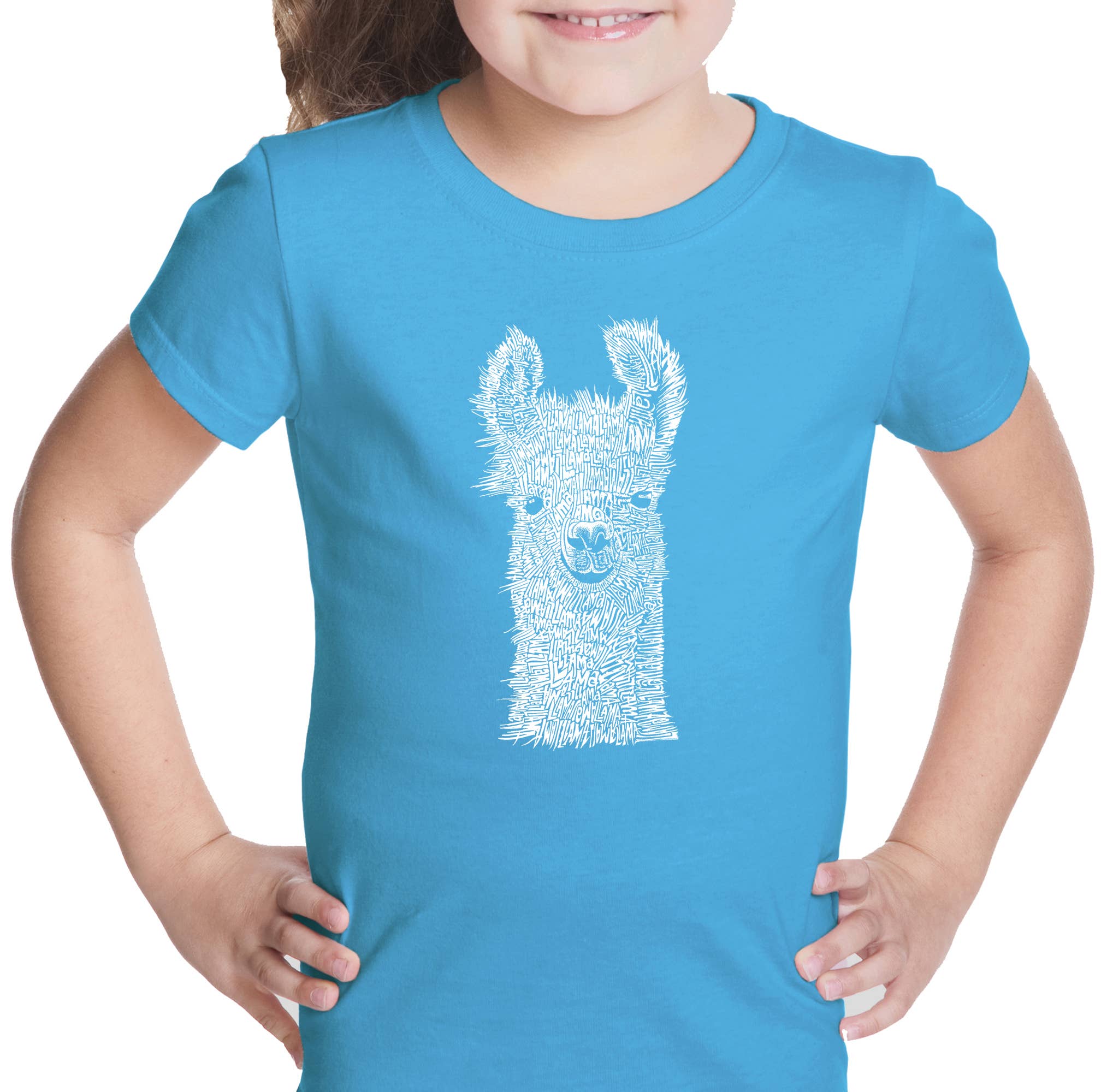 LA Pop Art - Wholesale Screen Printed T-Shirt - Kids - Girl's Word Art T-shirt - LLAMA3