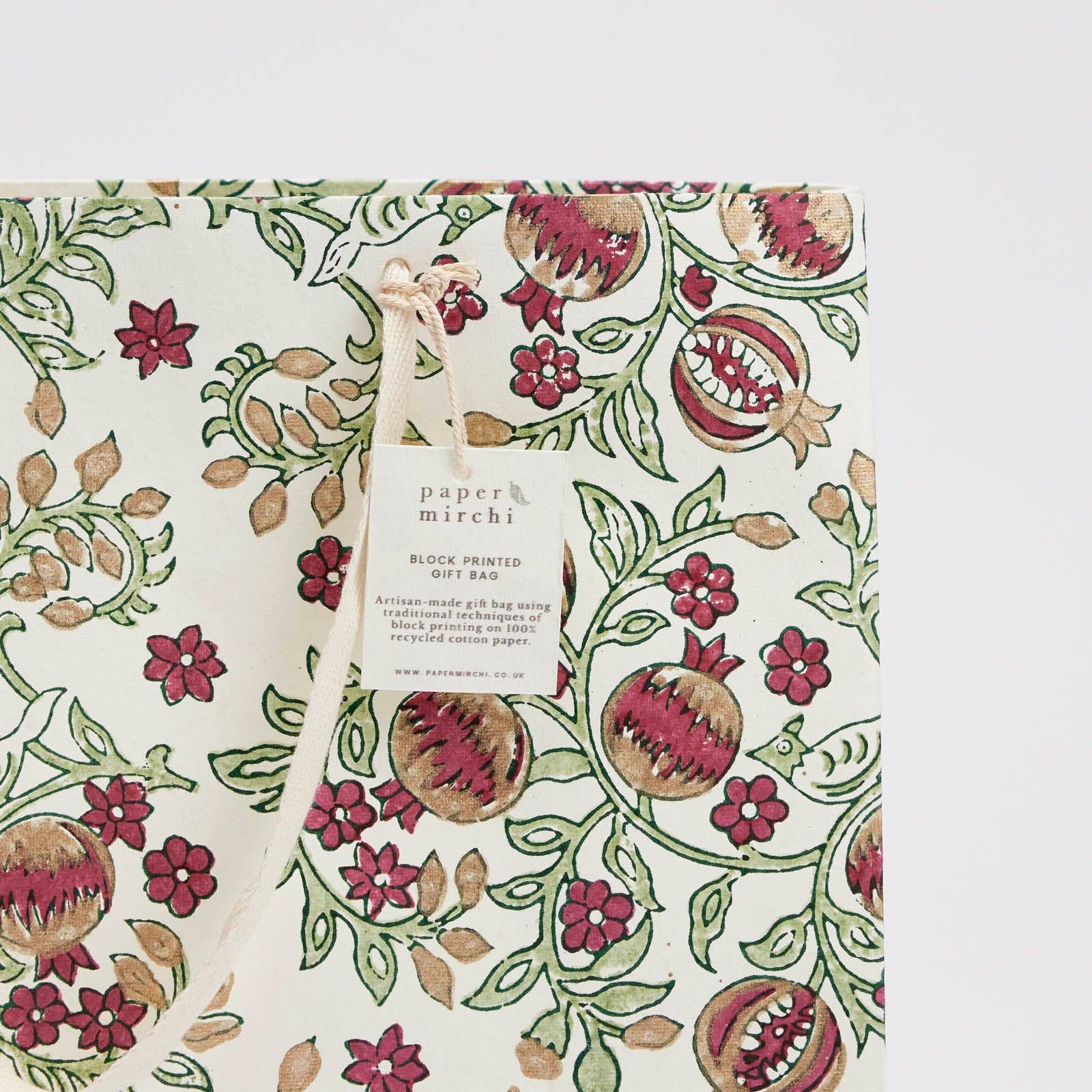 Paper Mirchi - Wholesale Gift Bag - Hand Block Printed Gift Bags (Large) - Cherry6