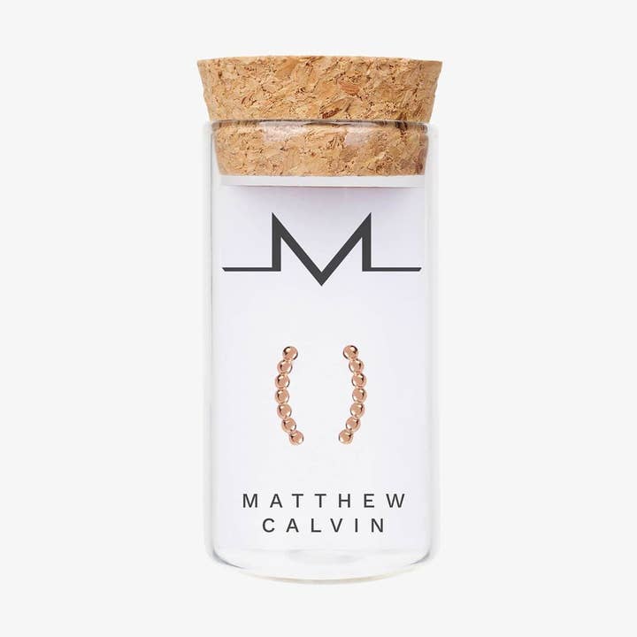 Matthew Calvin - Wholesale Stud/Post Earrings - Curved Beaded Studs - Rose Gold0