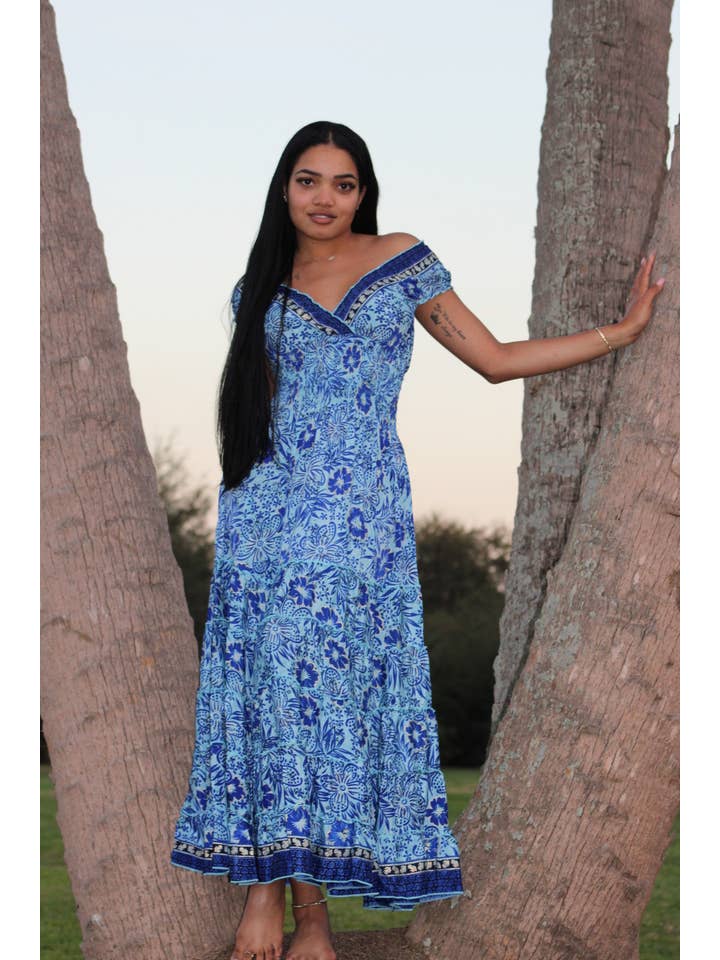 Foutaz LLC - Wholesale Dress - Women's - Bohemian Long Ruffle Dress/case of mixed colors-XL AVAILABLE4