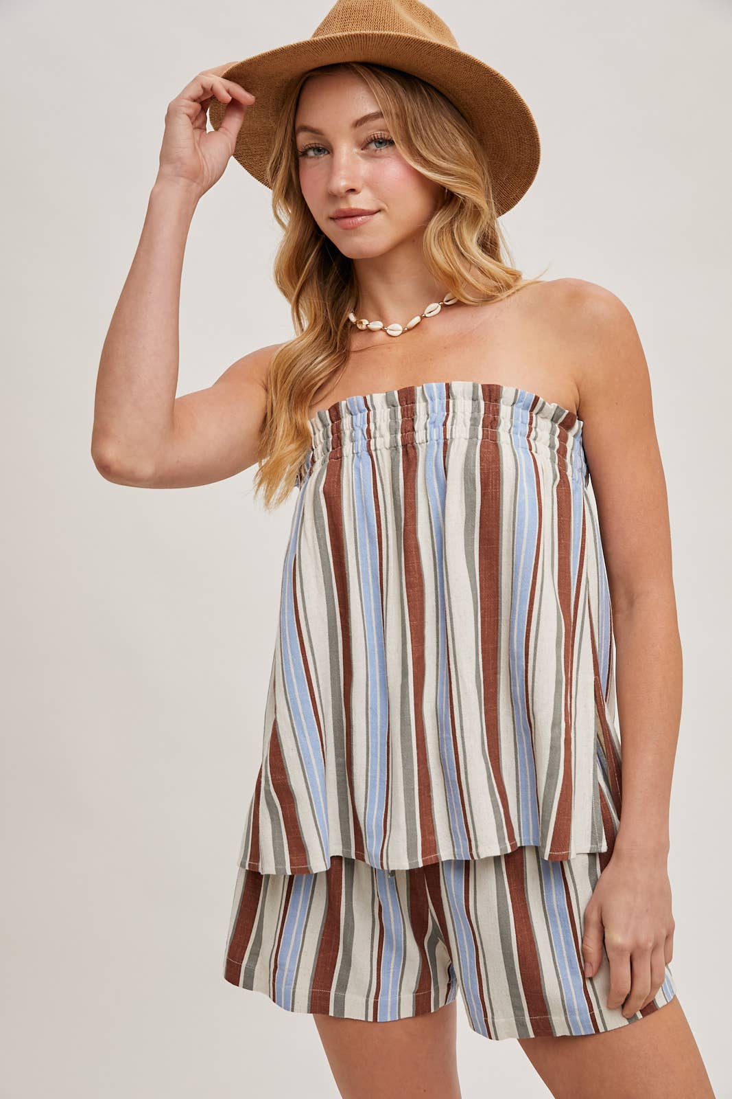 Bluivy - Vente Ensemble de vêtements d'intérieur – femme - ENSEMBLE HAUT SMOCKÉ SANS MANCHES À RAYURES CORFOU & SHORTS14