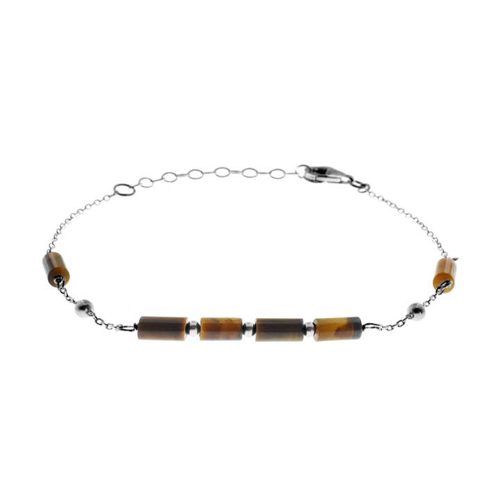 Pulseira de satélite com olho de tigre Jaelyn por atacado de Kali Ma Designs - Sterling Silver Jewellery