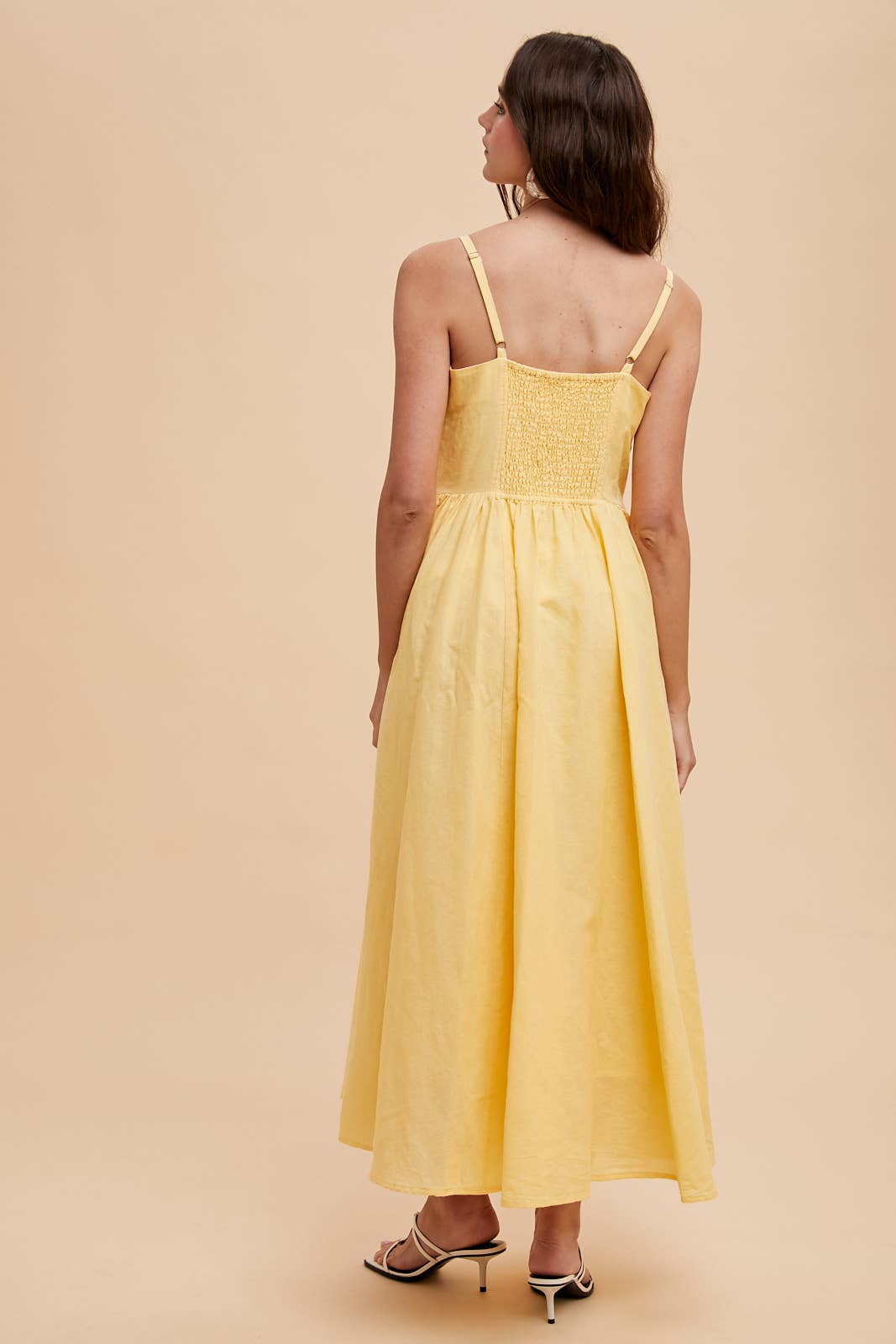 In Loom - Wholesale Dress - Women's - LINEN BLEND BUTTON DRESS5