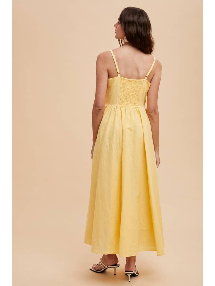 In Loom - Wholesale Dress - Women's - LINEN BLEND BUTTON DRESS5