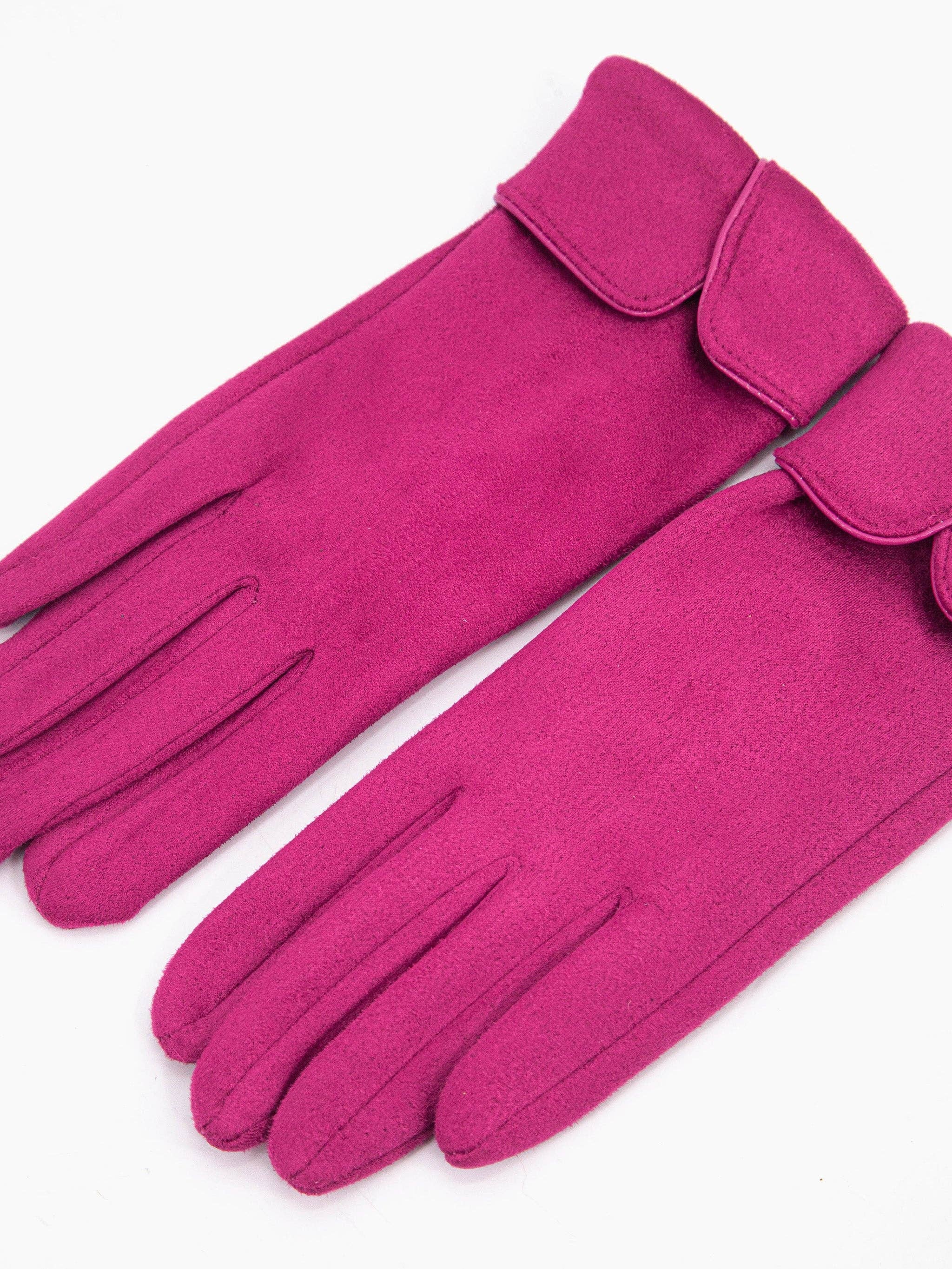 Sarta Accessories - Vendita all'ingrosso Guanti - Donna - Guanti in velluto con polsino smerlato - Fucsia3