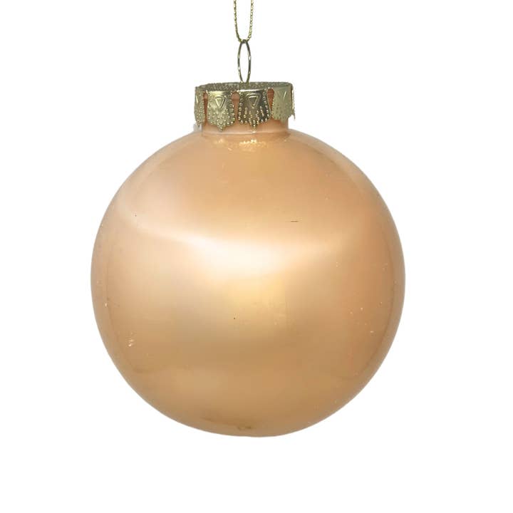 Plastic Pearl Finish Ball Ornament - Apricot 4" for wholesale by David Christopher's Collection