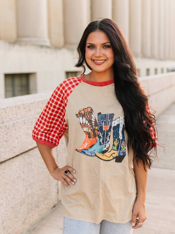 VR1 RØD GINGHAM STØVLE for engroshandel hos VARSITY RODEO