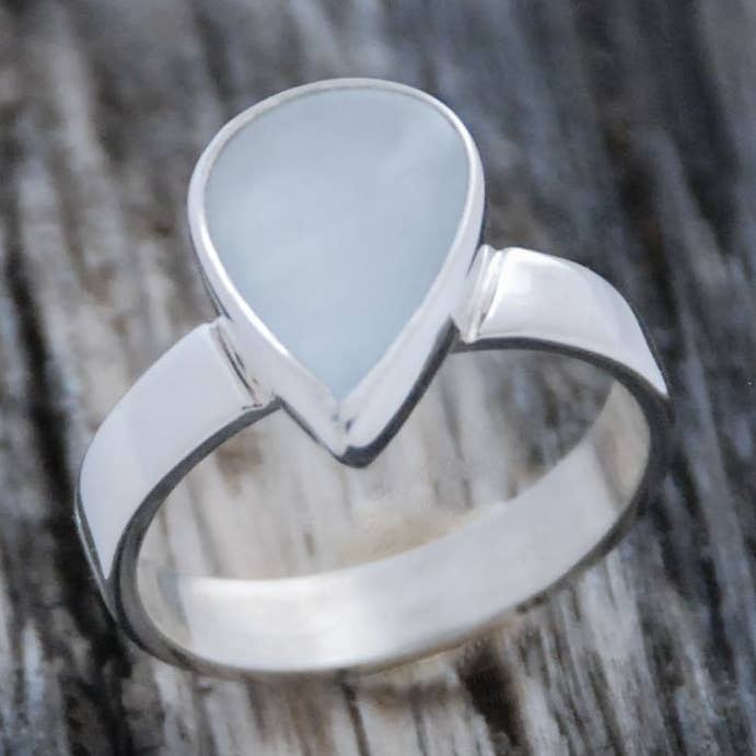 Aquamarin Birne Lünette Sterling Silber Ring für den Großhandel von Ami jewel