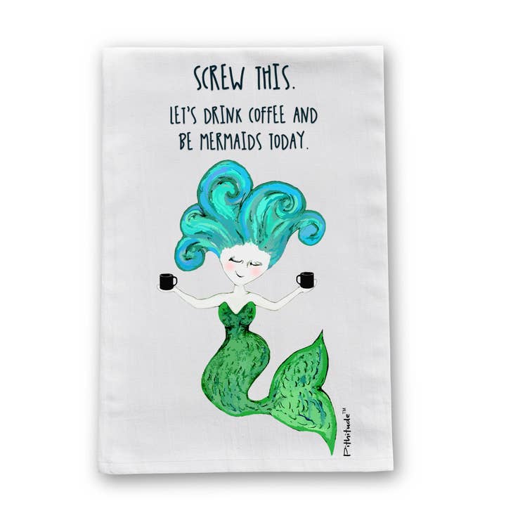 Mermaid Coffee Dish Towel for wholesale by Pithitude