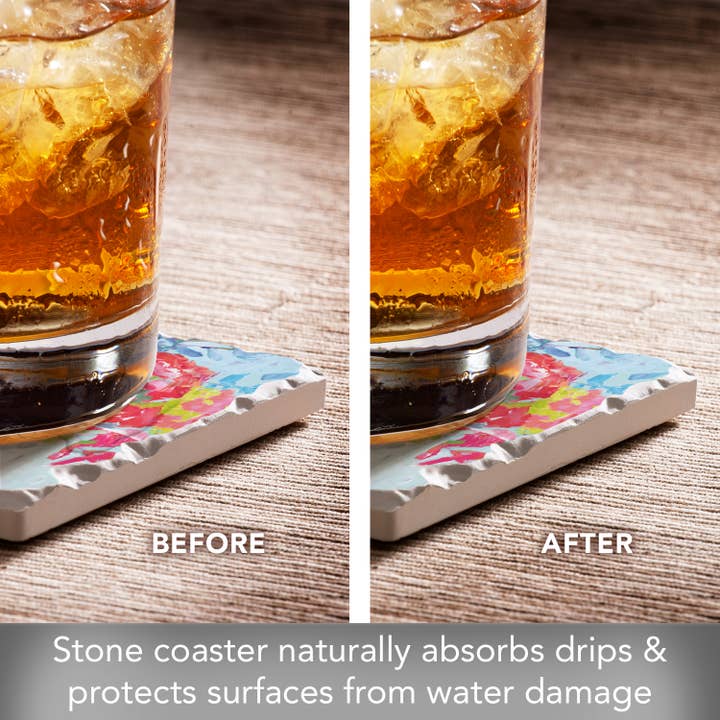 Conimar Promotions - Wholesale Coasters - "Fresh Bouquet" Single Tumbled Tile Stone Coaster 4