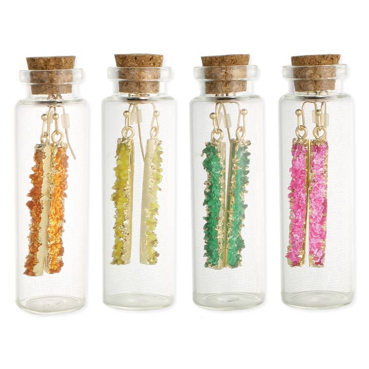 Bright Bottled Treasures Gold Druzy Bar Earring for wholesale by ZAD