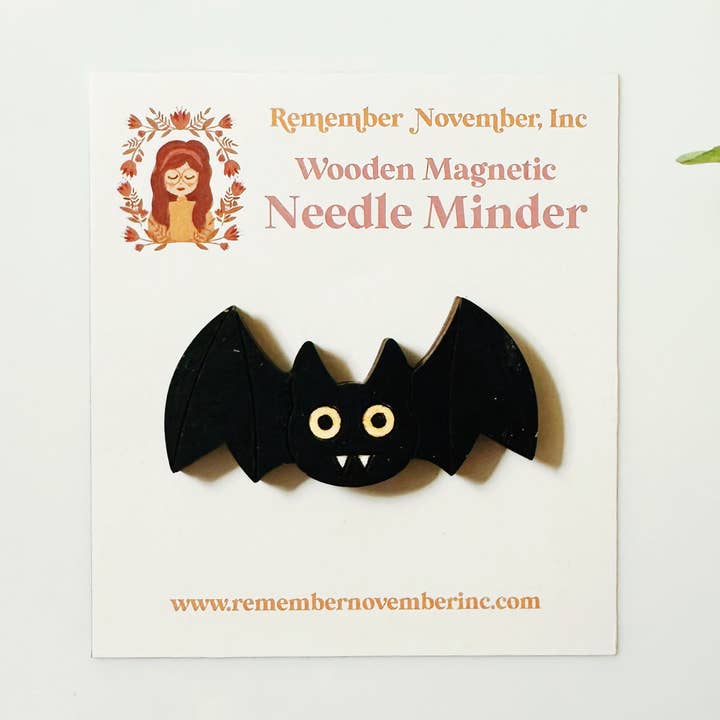 Bat Needle Minder, Wooden Magnetic Needle Minder, Halloween for wholesale by Remember November, Inc