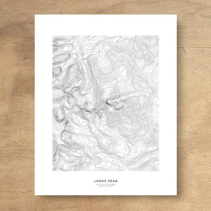 Longs Peak Topographic Map Art Poster Print for wholesale by Topographia Design