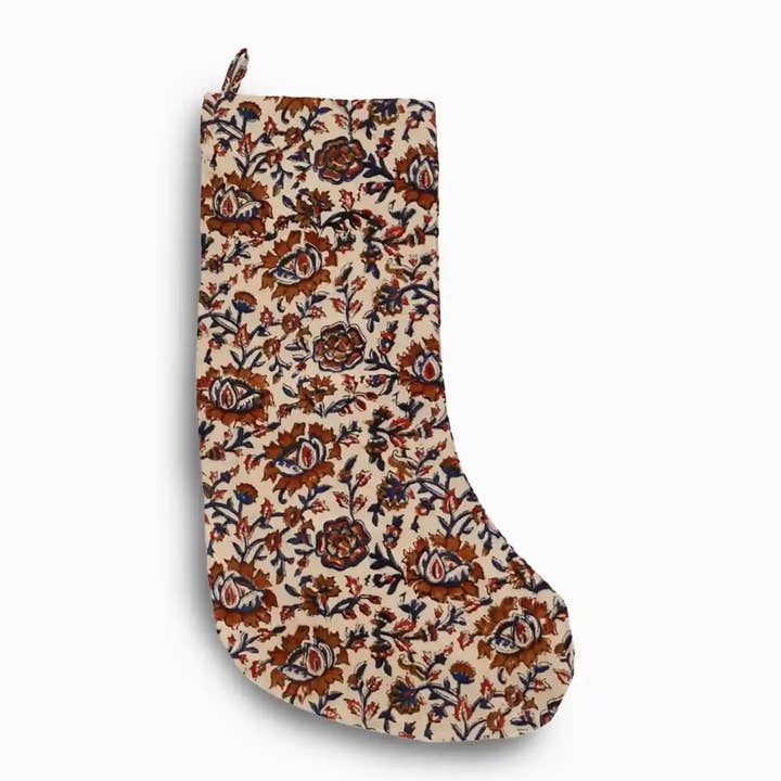 Multi Color Floral Block Print Stocking for wholesale by Thread To Form