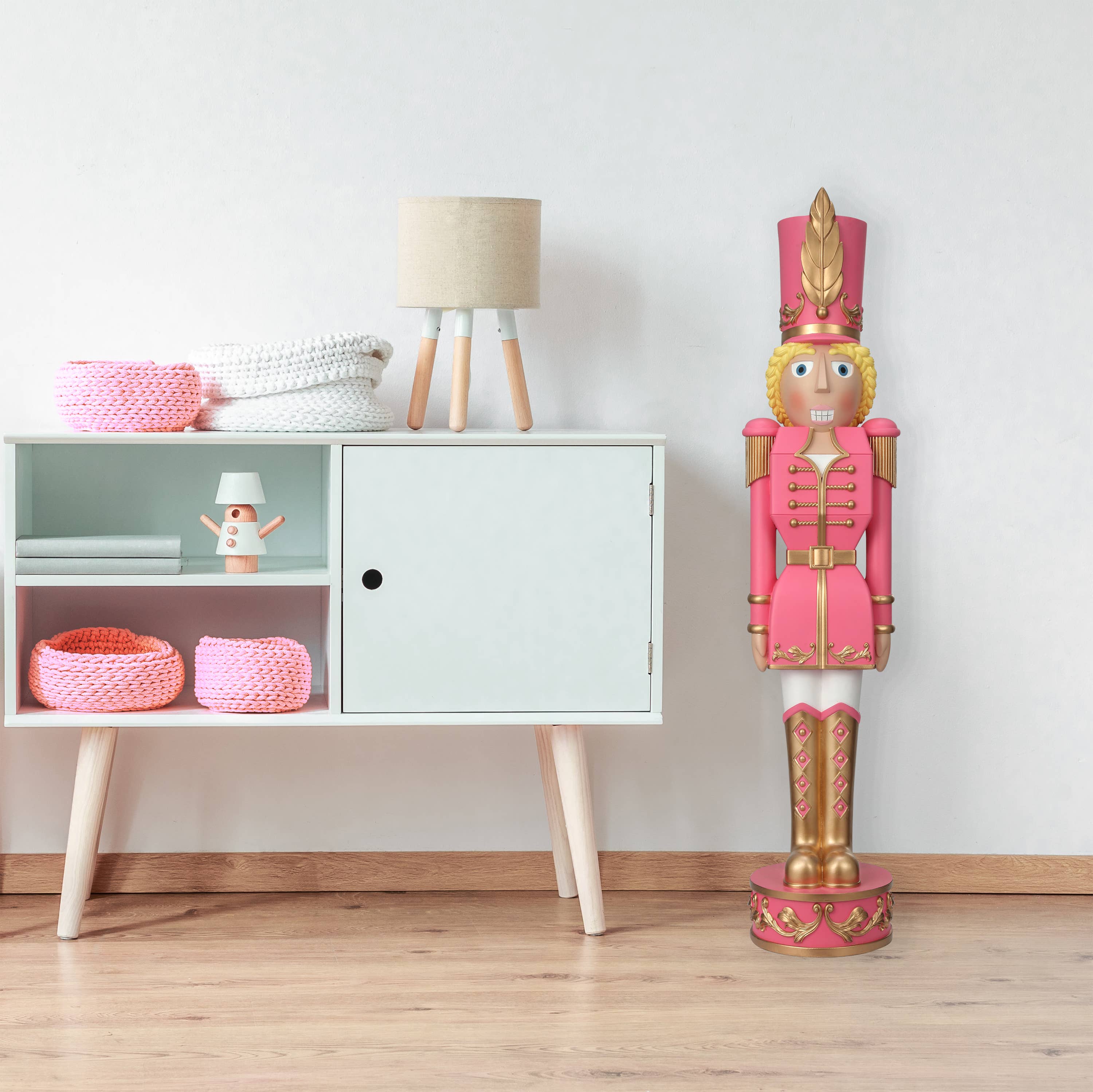 Haute Decor - Vente Casse-noisette de Noël - Casse-noisettes de Noël pour femme, 37 pouces, rose/doré1