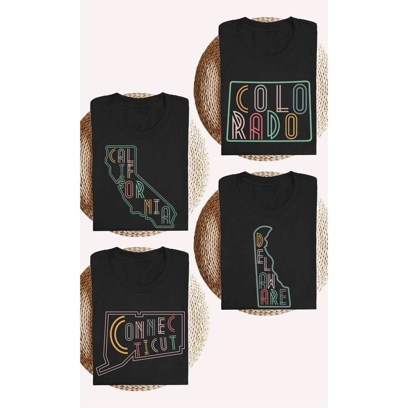 Kissed Apparel - Wholesale Screen Printed T-Shirt - Women's - Neon State Shape Graphic Tees2