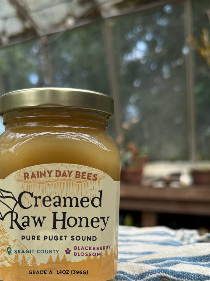 Pure Puget Sound Creamed Honey for wholesale by Rainy Day Bees
