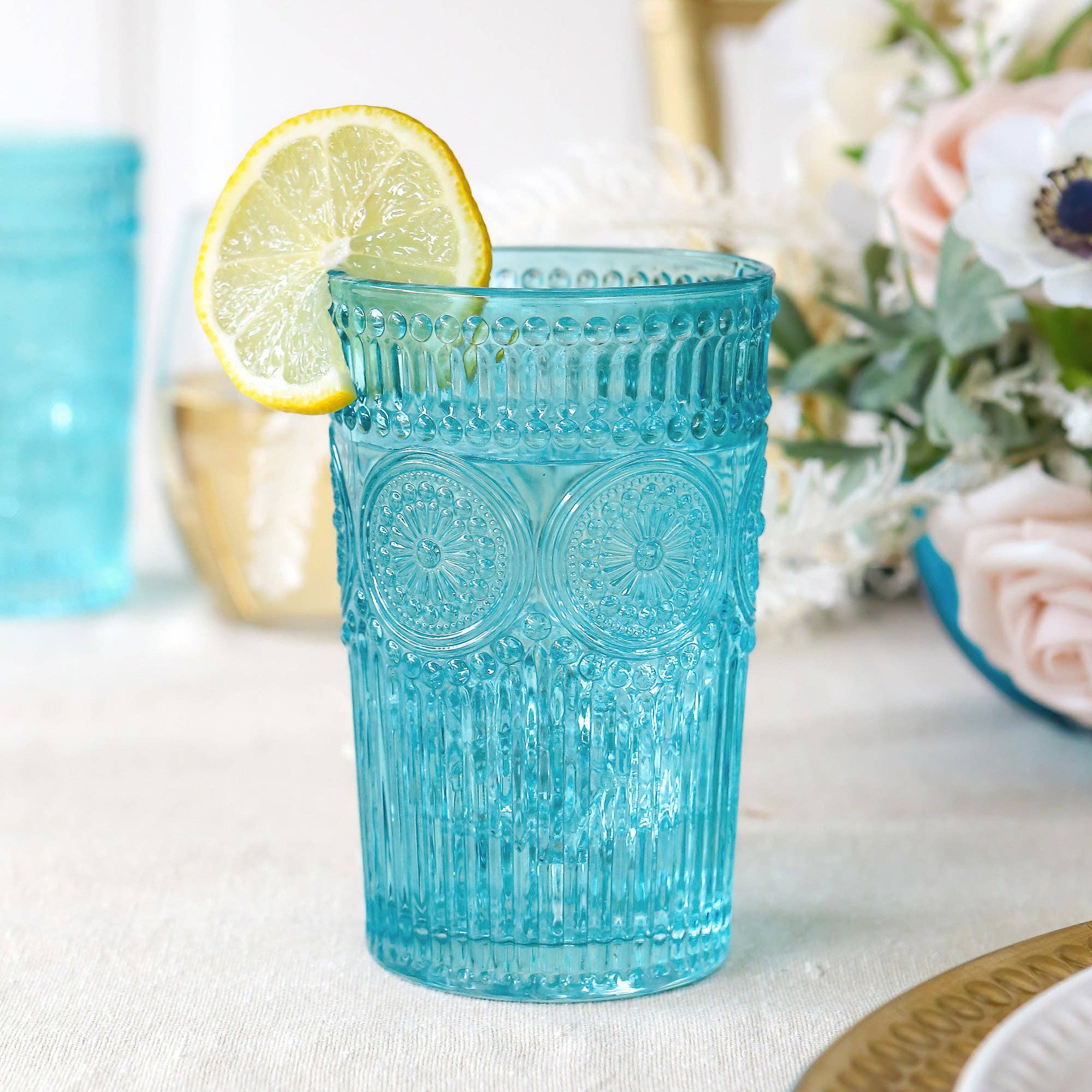 Kate Aspen – Copo/caneca por atacado – Conjunto de 6 Copos Vintage Texturizados Azul Aqua de 13 oz (cerca de 385 ml)7