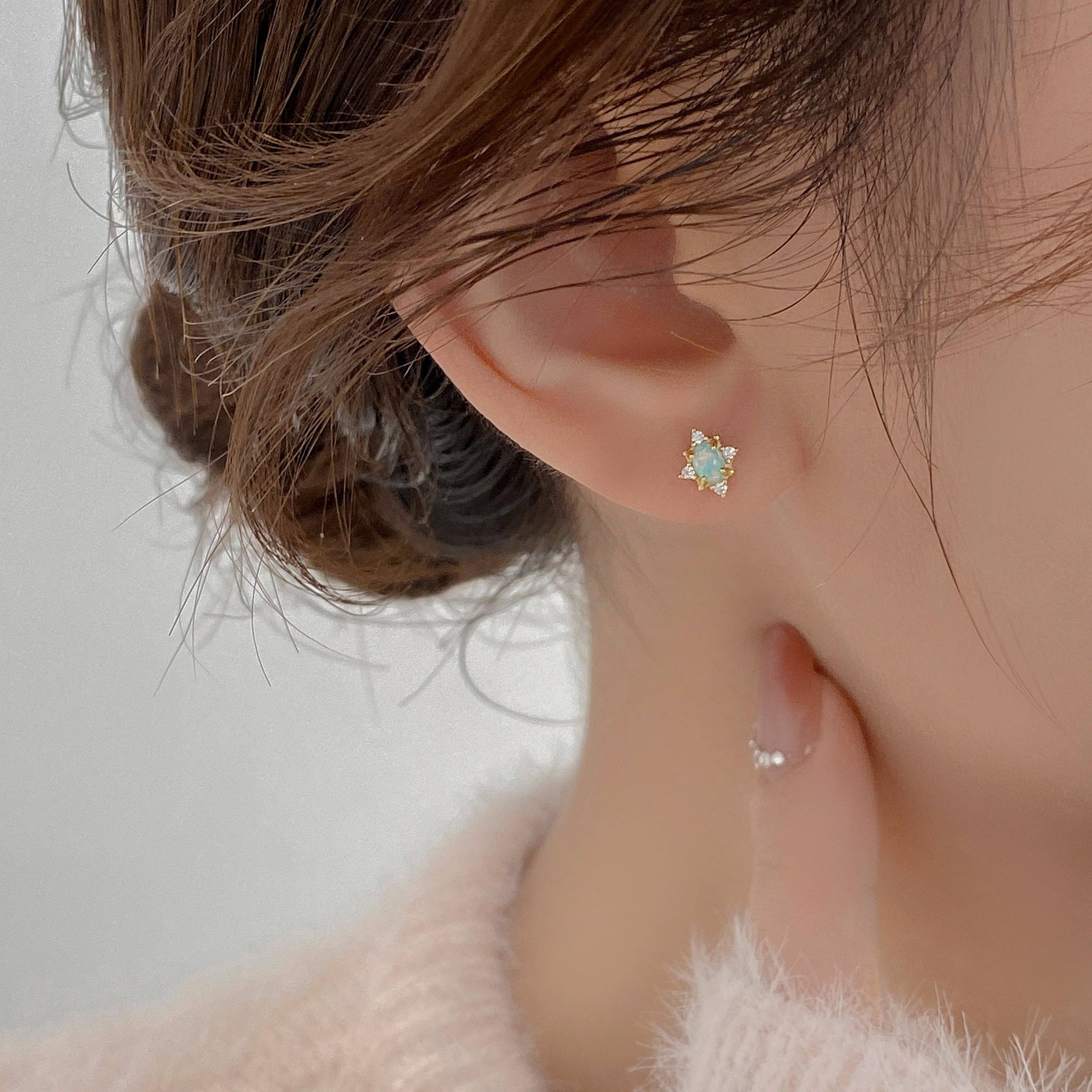 happyzzzsu - Wholesale Stud/Post Earrings - Sterling Silver Opal Stud Earrings2