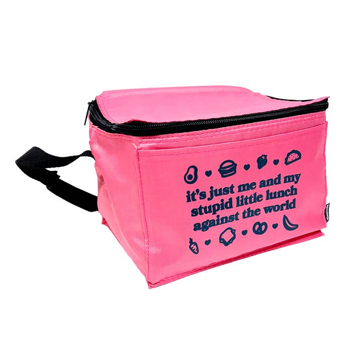Krystan Saint Cat - Wholesale Lunch Bag/Box - Stupid Little Lunch Against The World Pink Cooler Bag