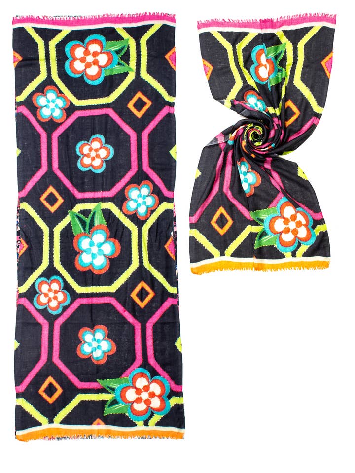 STOLE SEVENTY EMBROIDERY 100% WO, 70X180, MADE IN INDIA for wholesale by Ayfee