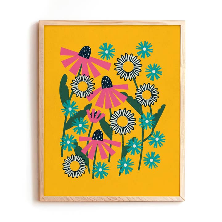 Coneflower, Daisy, Aster Yellow Print for wholesale by Hideaway House Studio