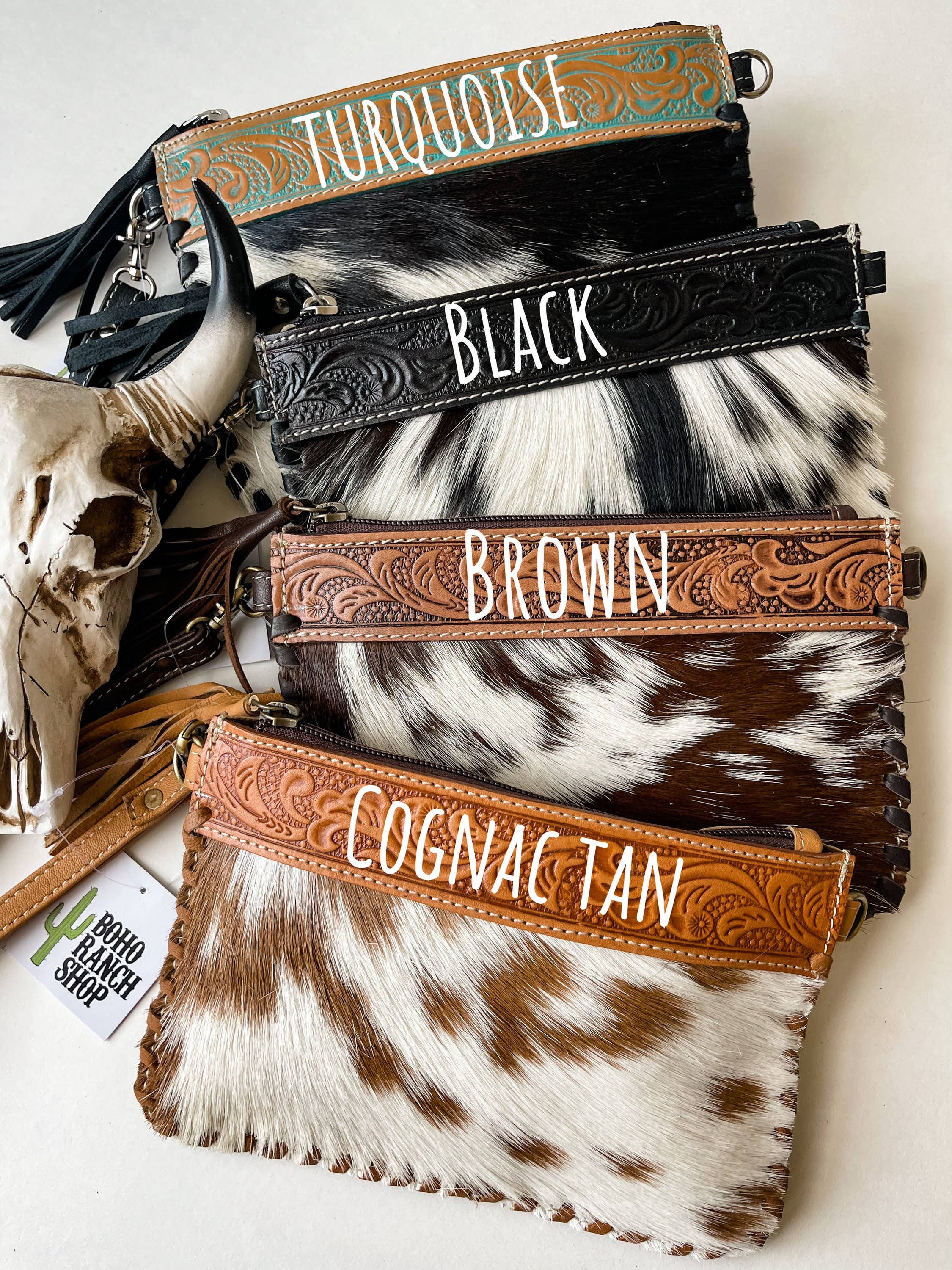 Boho Ranch Shop - Venta al por mayor Bandolera - Mujer - Bandolera Western Mini Mobile de piel de vacuno labrada3