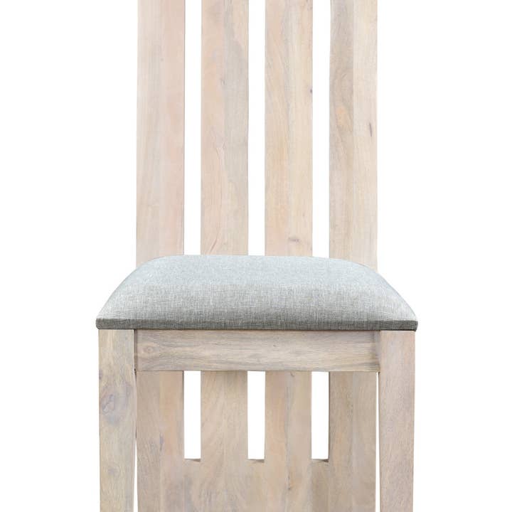 HomeRoots - Wholesale Chair - Set of Two Gray and Natural Fabric And Wood Slat Back Dining Side Chairs3