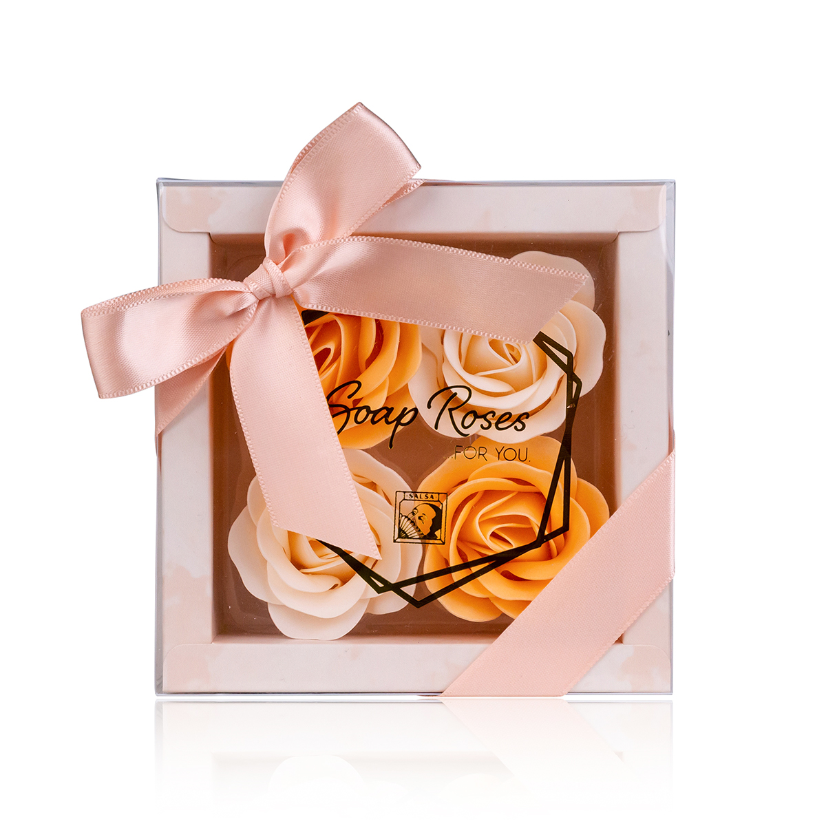 VewoTex - Wholesale Bath & Body Set - Bath Roses Gift Box 4x4g » Bath Confetti | Soap Roses Set in Light Gift Packaging with Bow | Rose Scent0