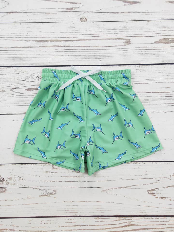 Shark Printed Boys Summer Swim Shorts for wholesale by sassy kids palace