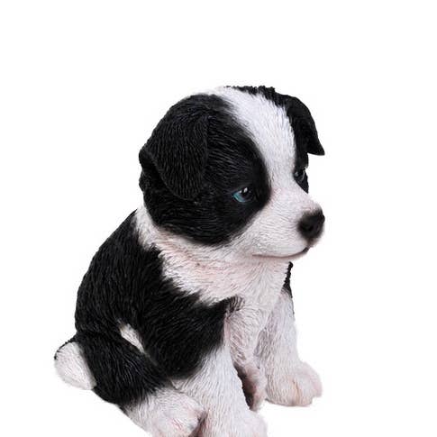 Hi-Line Gift Ltd. - Wholesale Decorative Figurine - Detailed Sitting Border Collie Puppy Decorative Figurine
