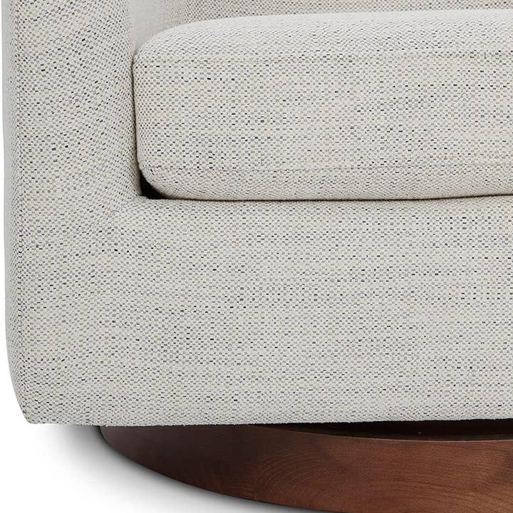 Ivory Swivel Barrel Chair With Plush Foam Back Cushion for wholesale on Faire8
