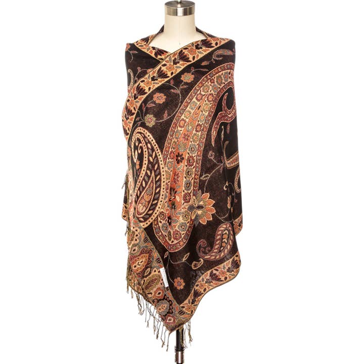 LA Jewelry Plaza - Wholesale Wrap - Women's - Paisley Intarsia Pashmina Set1