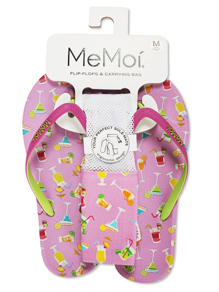 Women's Drinks Flip Flops & Mesh Bag Set for wholesale by Infinity Classics International Inc.