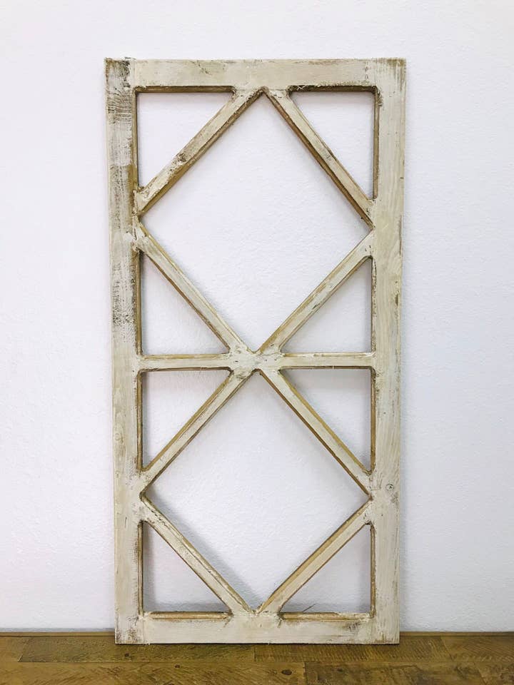 Small Velletri Wood Window, Antique White, Handmade - 6.12 for wholesale by Rustic Farm