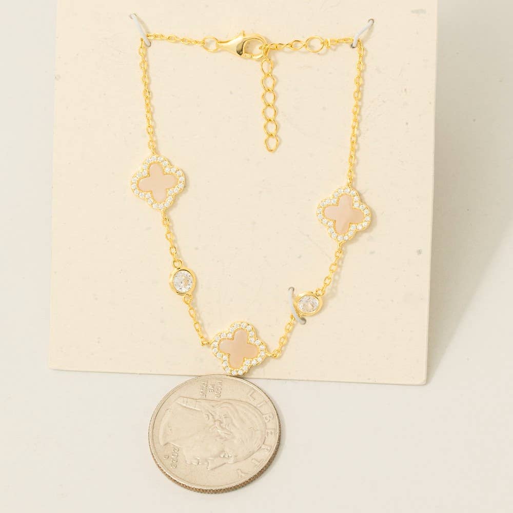 Fame Accessories – wholesale Link & chain bracelet – Sterling Silver Clover Chain Bracelet2