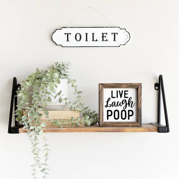 Live Laugh Poop Funny Farmhouse Bathroom Wooden Sign Decor for wholesale by Rising Tide Vintage